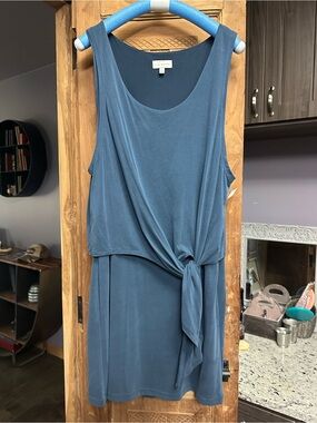 Lucky Brand tie front dress slate blue mini medium